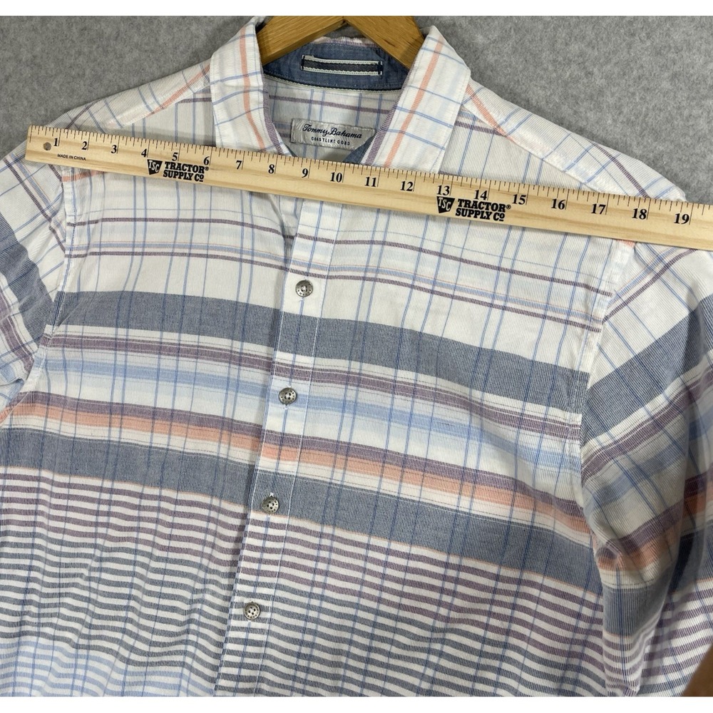 Tommy Bahama Shirt‎ Men's Medium Long Sleeve Coastline Cord Corduroy Plaid Blue - Picture 5 of 13